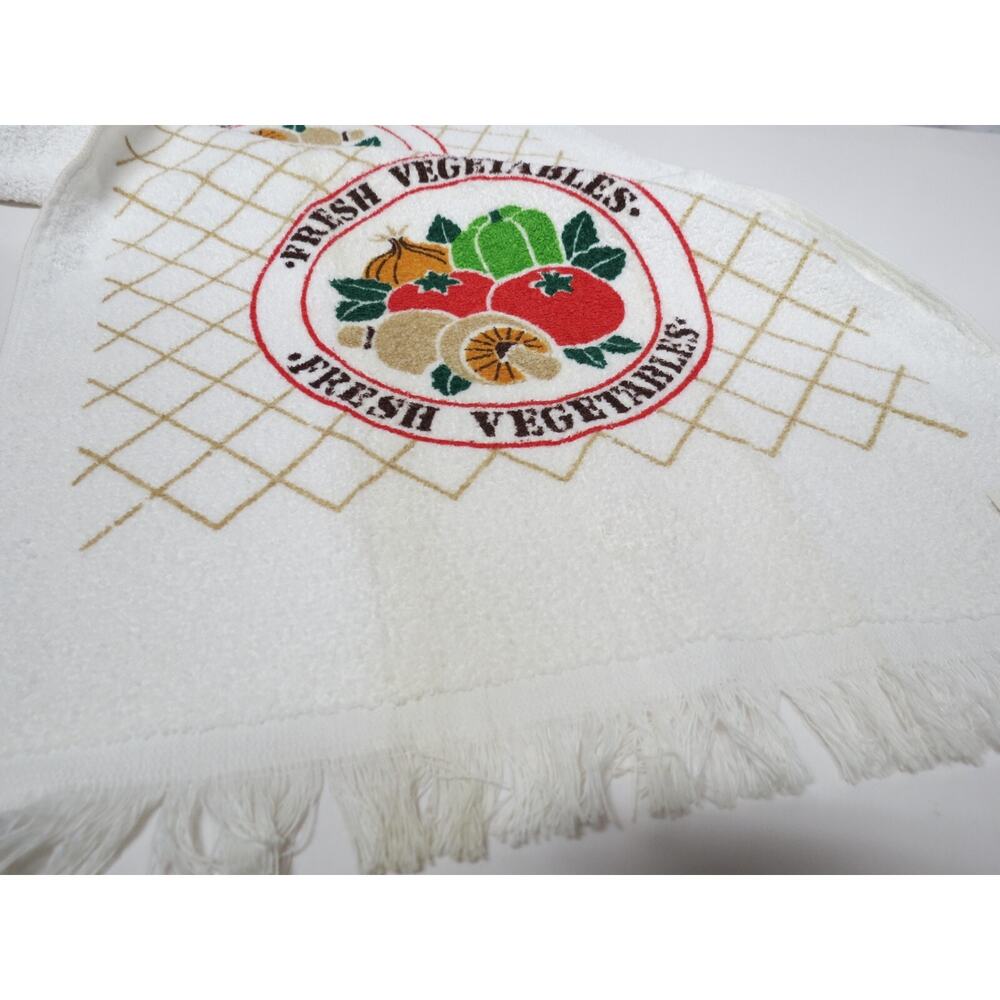 Lot of 3 Vintage Terry Kitchen Towels 1980s w/ Tags Mushroom, Chicken, Vegetable - Picture 7 of 16